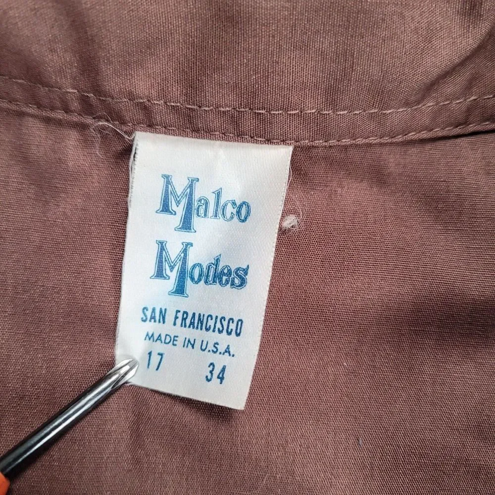Malco Modes Snap Western Shirt‎ Long Sleeve Flap Pockets USA Size 17 34